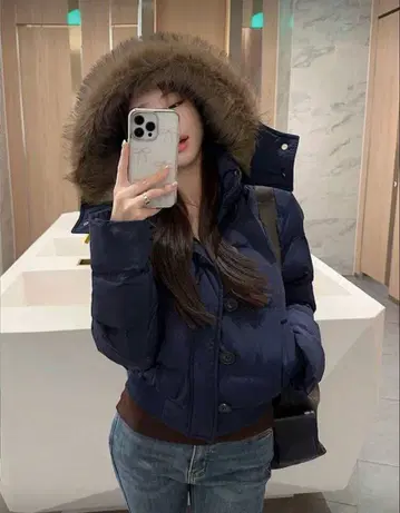 shein 네이비 다운 L 왕홍