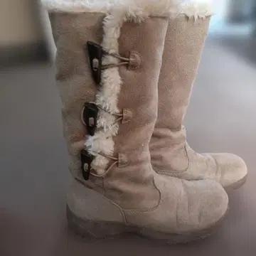 베이지 퍼 롱 부츠