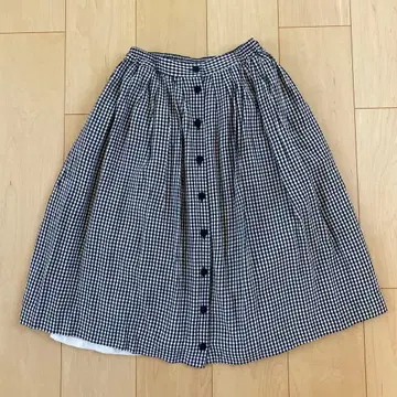 쇼와 레트로 플레어 스커트 블랙 깅엄 체크 M 사이즈