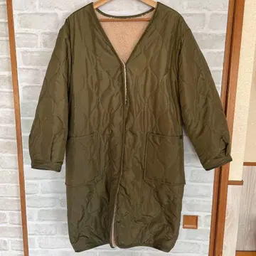 새상품급 퀼팅 롱 자켓 카키