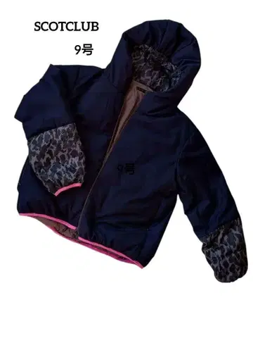 SCOTCLUB 네이비 레오파드 무늬 다운 자켓