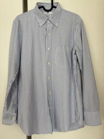 유니클로 슈퍼 논아이론 저지 슬림 셔츠 버튼 다운 / 스트라이프