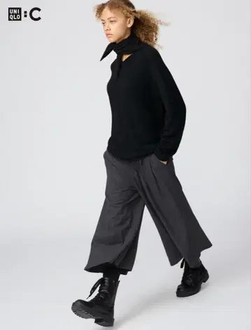 택 포함 [ UNIQLO:C ] 큐롯 보통 기장 다크 그레이 L