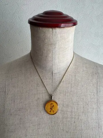 빈티지 R 리본 모티브 목걸이 쇼와 레트로