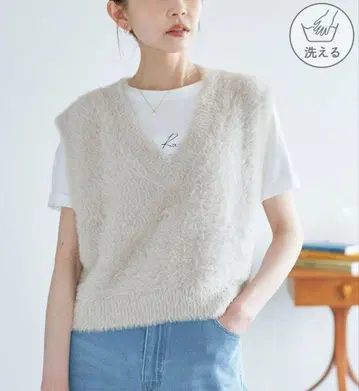 로페피크닉 숏 페더 니트 베스트 그레이