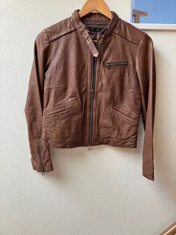 아메리칸 라그 씨 가죽 재킷 양가죽 여성용 브라운 사이즈 0