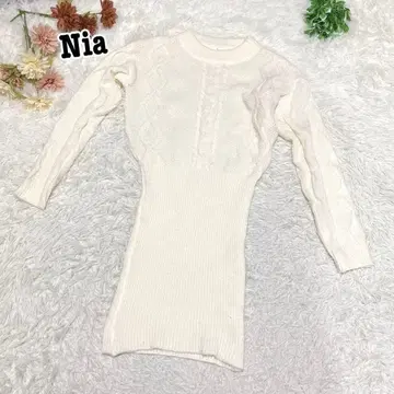 s.1873 [ 니아 ] 긴팔 롱 니트 원피스 케이블 짜임 화이트