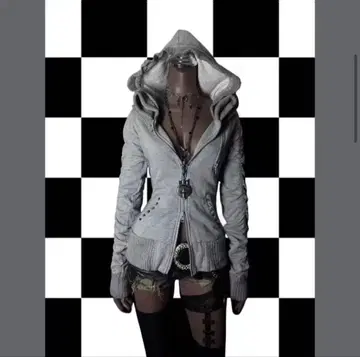 Y2K 지퍼 후드티 해골