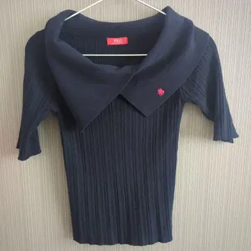 LAGUNAMOON POLO BCS 비대칭 컬러 넥 리브 니트 풀오버