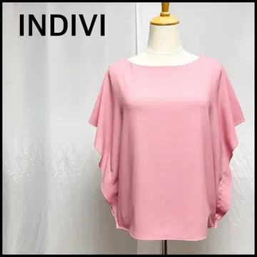 [미사용에 가까움] 인디비 반팔 블라우스 상의 플레어 소매 핑크 M