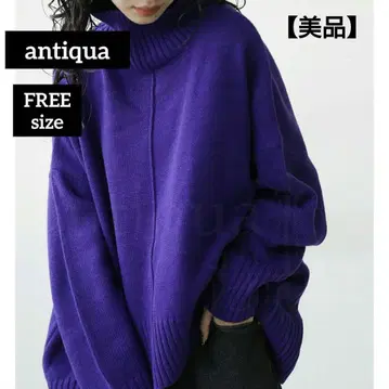 [ 새상품급 ] antiqua 안티카 하이넥 돌먼 니트 퍼플