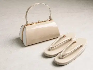 [ 새상품 ] 조리 백 세트 에나멜 (베이지) 02884