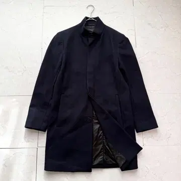 Theory 스탠드 칼라 코트 BELVIN WP A 캐시미어 혼방 네이비