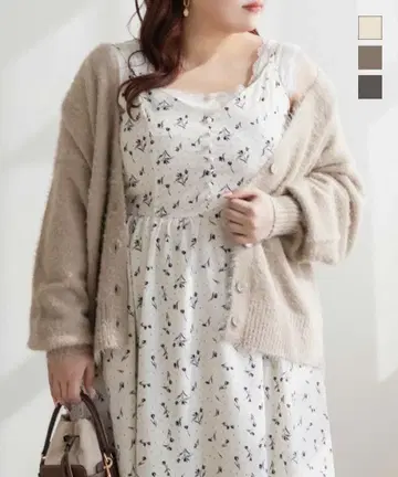 미사용품! CLETTE 오리지널 V넥 샤기 니트 가디건 4L