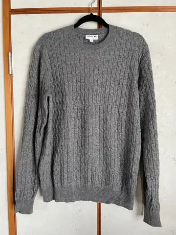 새상품급 라코 캐시미어 혼방 케이블 크루넥 니트 그레이 5 일본 XL