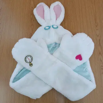 디즈니 이상한 나라의 앨리스 화이트 래빗 팬캡 머플러캡