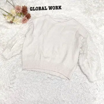 s.1882 [글로벌 워크] 긴팔 니트 도킹 복슬복슬 화이트 L