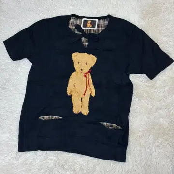 PINK HOUSE 핑크하우스 테디베어 곰 반팔 니트 스웨터