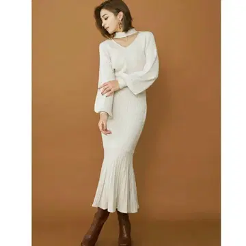 RESEXXY 리본 초커 머메이드 니트 원피스