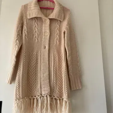 LAURA ASHLEY 케이블 짜임 니트 롱 가디건 M