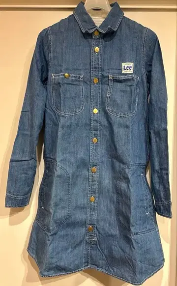 리 데님 워크 셔츠 원피스 면 100%