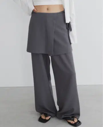 스커트 레이어드 턱 슬랙스 팬츠