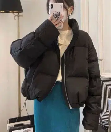 블랙 숏 다운 자켓