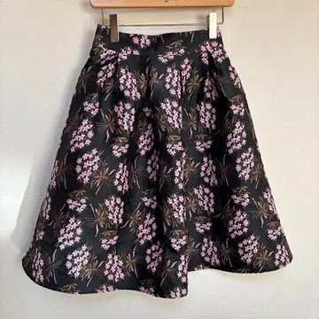 라이크어 프린세스 핑크 꽃무늬 직조 허리 턱 스커트