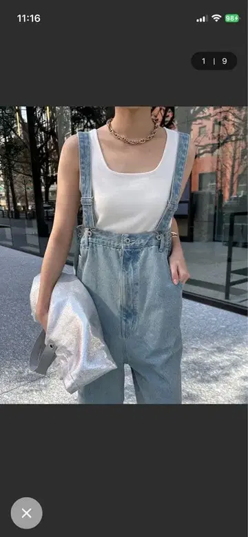 [ DOUDOU ] 데님 살로펫 오버롤 스카이블루