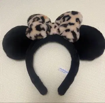 디즈니 머리띠 레오파드 무늬 미니 리본