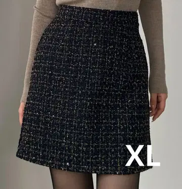 Louere 라메 팬시 트위드 미니 스커트 (인빵 포함) XL