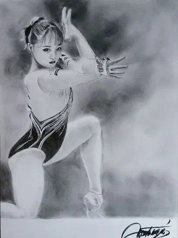 히라이와 유나 씨의 연필화 A3