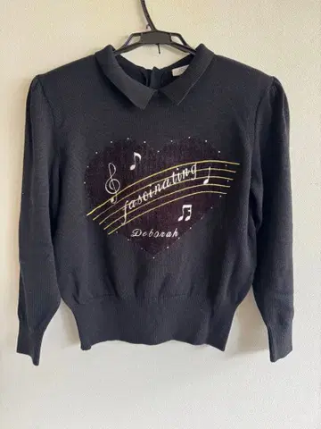 음악 모티브 블랙 니트 스웨터