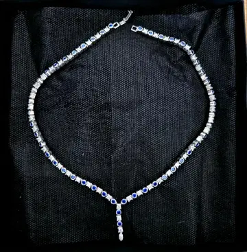 비즈 목걸이 파란 스톤