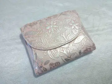 아루칸 클레어 꽃무늬 엠보싱 가공 접이식 지갑 핑크