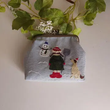 가마구치 파우치 손자수 눈사람 완성