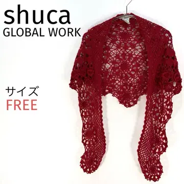 shuca GLOBALWORK 크로셰 니트 숄 플라워 모티브 뜨개질