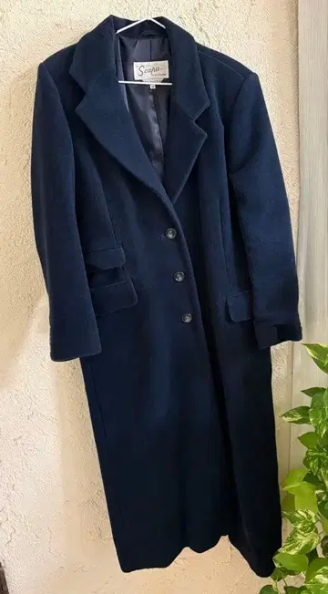 중고품 Scapa 다크 블루 롱 코트 사이즈 38