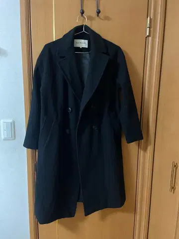 레이빔즈 블랙 더블 브레스트 체스터 코트