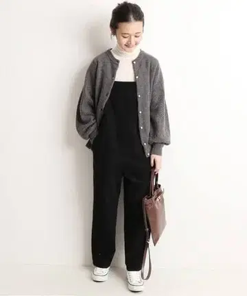 울 펄 버튼 가디건 이에나 그레이