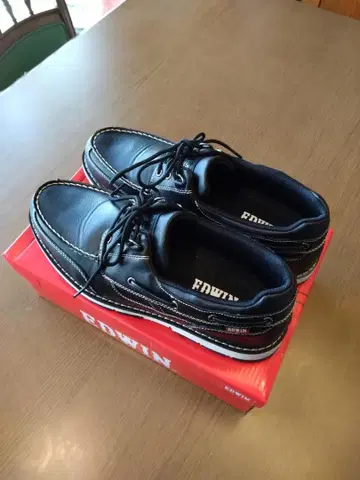 EDWIN 블랙 가죽 캐주얼 슈즈