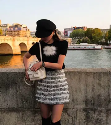 sheller 셰리에 퍼 라인 트위드 퀼로트