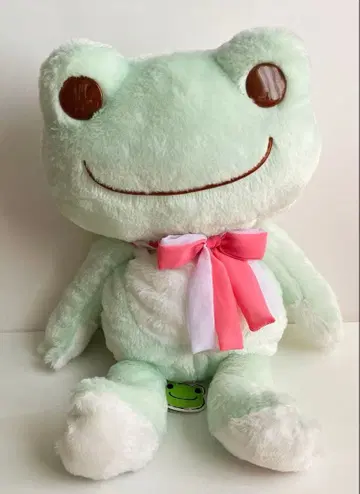 개구리 피클스 쉬폰 리본 BIG 봉제 인형 미사용 택 포함 귀여운
