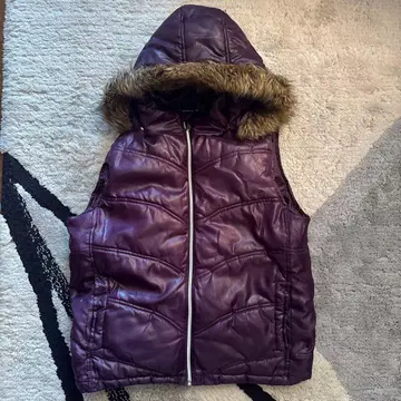 퍼플 다운 베스트 XL 후드 부착 y2k