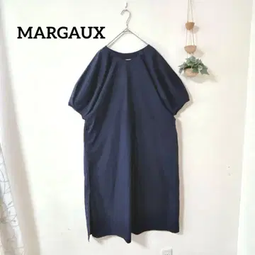 MARGAUX 코튼 100% 돌먼 슬리브 맥시 길이 원피스 F 네이비