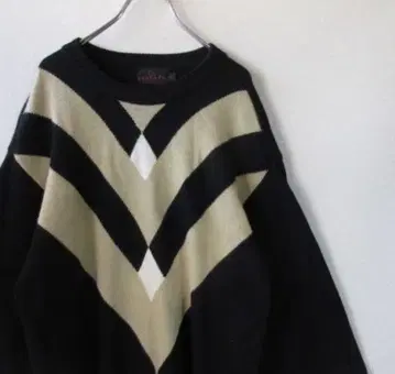 santafe 산타페 니트 스웨터 긴팔 일본제 블랙/베이지