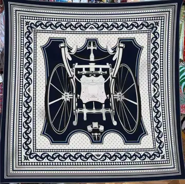 마차 패턴 대형 캐시미어 실크 스카프 캐시미어 실크풍