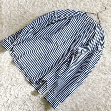 쿠미쿄쿠 KUMIKYOKU 쿠미쿄(2) 긴팔 셔츠 스트라이프 파랑 화이트