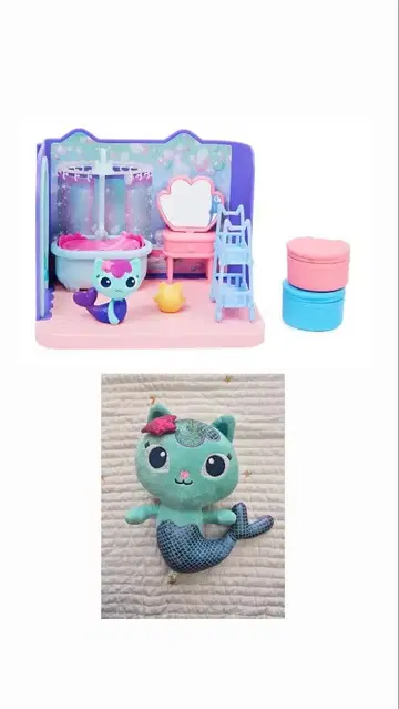 묶음 판매 인형의 집 마켓 캣의 욕실 세트 봉제 인형 크리스마스