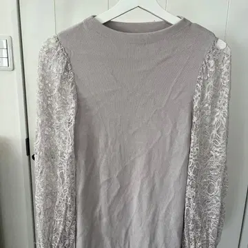 밑단 소매 레이스 니트 원피스